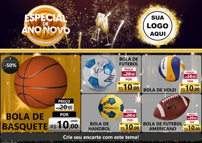 Modelo de Encarte para Encarte A4 Horizontal com o tema Especial de Ano Novo para Artigos Esportivos