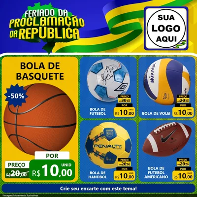 Modelo de Rede Social para Feed Facebook com o tema Feriado da Proclamação da República para Artigos Esportivos