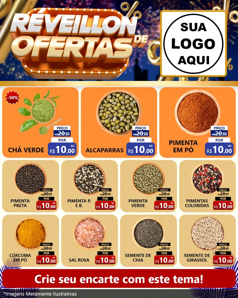 Modelo de Rede Social para Feed Instagram com o tema Réveillon de Ofertas para Produtos Naturais