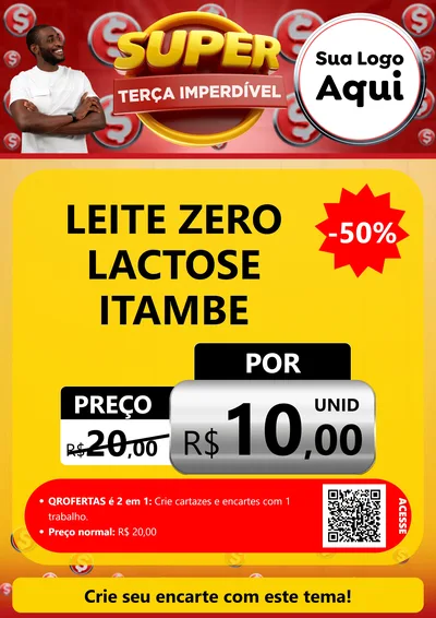 Modelo de Cartaz para Cartaz A4 Vertical com o tema Super Terça Imperdível para Frios e Laticínios