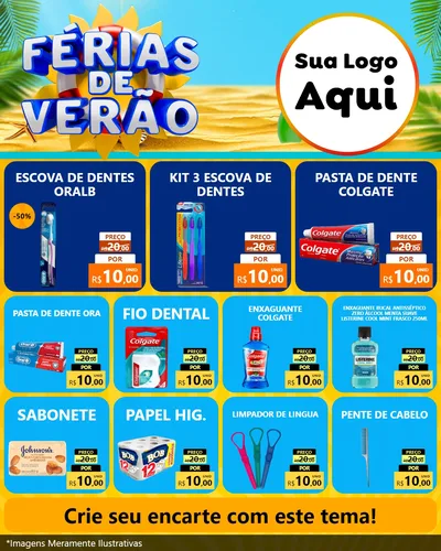 Modelo de Rede Social para Feed Instagram com o tema Férias de Verão para Higiene Pessoal