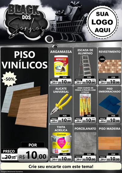 Modelo de Encarte para Encarte A4 Vertical com o tema Black dos Sonhos para Material para Construção