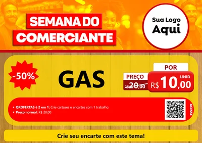 Modelo de Cartaz para Cartaz A4 Horizontal com o tema Semana do Comerciante para Água e gás