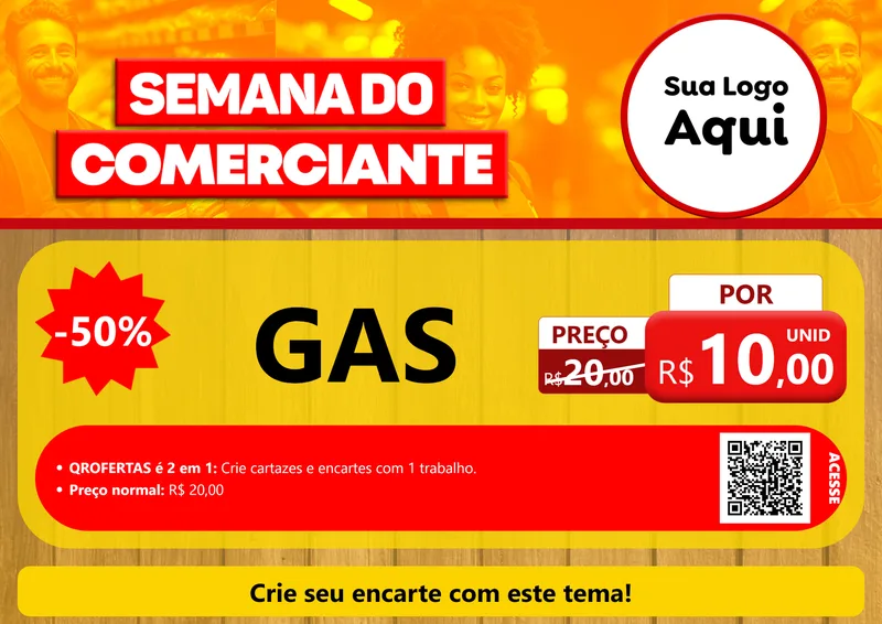 Modelo de Cartaz para Cartaz A4 Horizontal com o tema Semana do Comerciante para Água e gás
