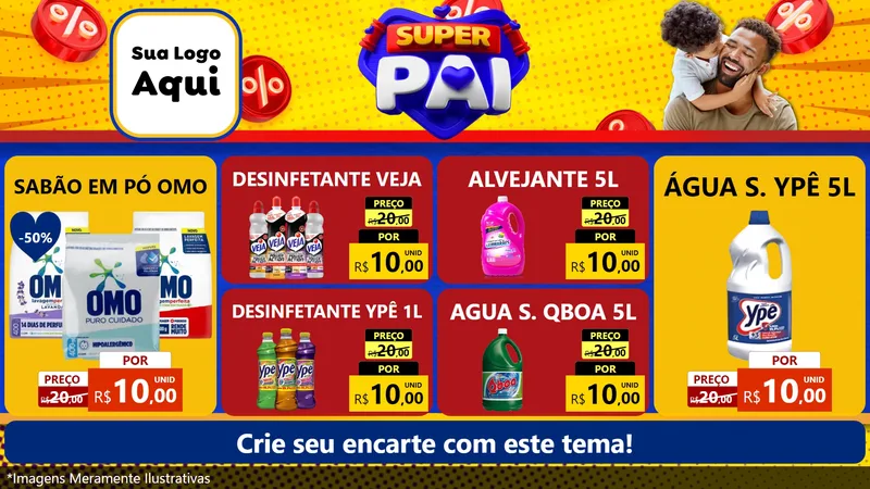 Modelo de TV para TV Horizontal com o tema Super Pai para Produtos de Limpeza
