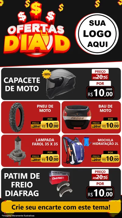 Modelo de TV para TV Vertical com o tema Ofertas Dia D para Moto peças