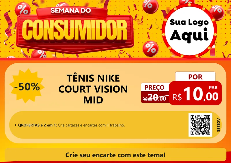 Modelo de Cartaz para Cartaz A4 Horizontal com o tema Semana do Consumidor para Calçados