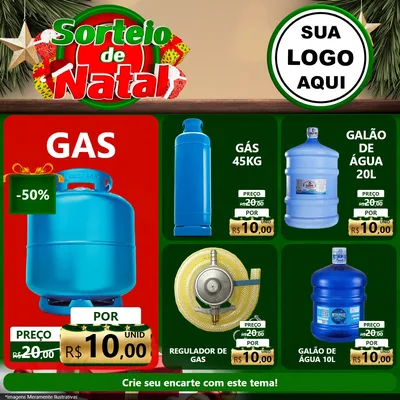Modelo de Rede Social para Feed Facebook com o tema Sorteio de Natal para Água e gás