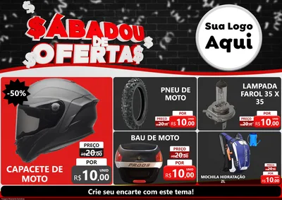 Modelo de Encarte para Encarte A4 Horizontal com o tema Sabadou de Ofertas para Moto peças