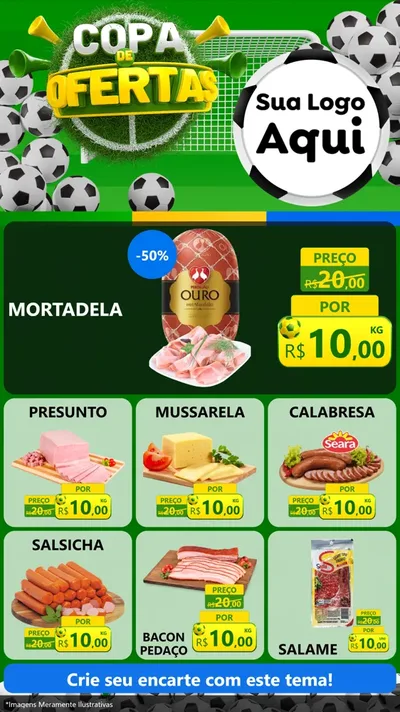 Modelo de Rede Social para Stories com o tema Copa De Ofertas para Frios e Laticínios