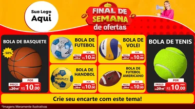 Modelo de TV para TV Horizontal com o tema Final de Semana de Ofertas para Artigos Esportivos