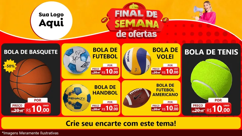 Modelo de TV para TV Horizontal com o tema Final de Semana de Ofertas para Artigos Esportivos