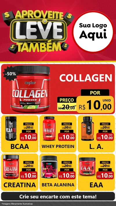 Modelo de Rede Social para Stories com o tema Aproveite e Leve Também para Suplementos alimentares