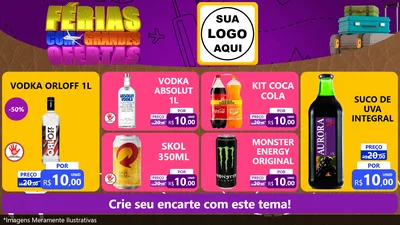 Modelo de TV para TV Horizontal com o tema Férias com Grandes Ofertas para Distribuidora de bebidas