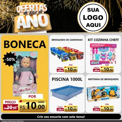 Modelo de Rede Social para Feed Facebook com o tema Ofertas de Fim de Ano para Brinquedos