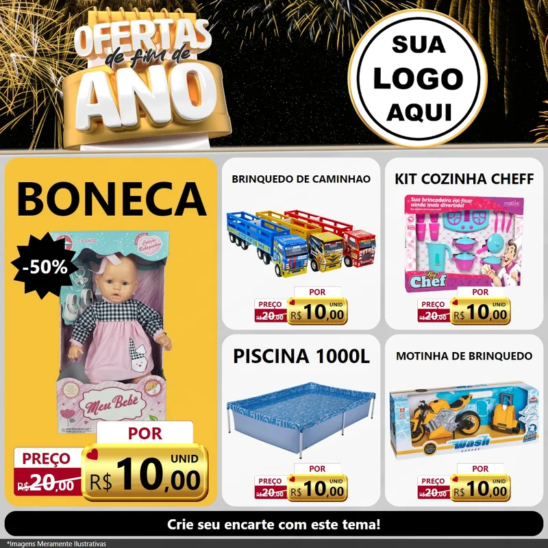 Modelo de Rede Social para Feed Facebook com o tema Ofertas de Fim de Ano para Brinquedos