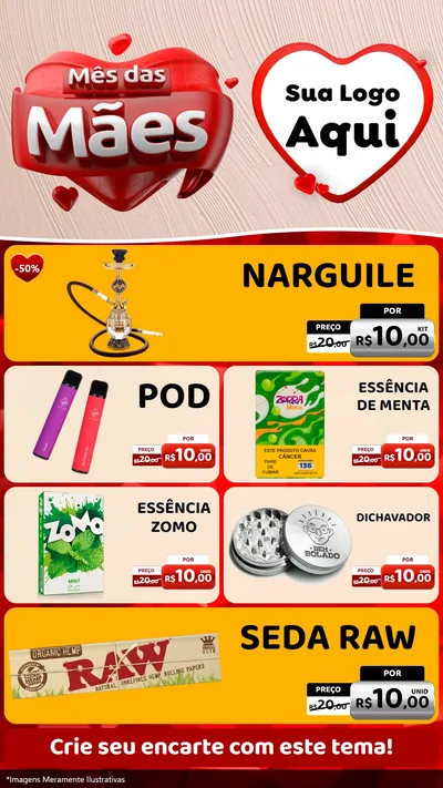 Modelo de TV para TV Vertical com o tema Mês das Mães para Tabacaria