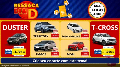 Modelo de TV para TV Horizontal com o tema Ressaca Dia D para Concessionaria de Carros