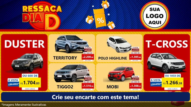 Modelo de TV para TV Horizontal com o tema Ressaca Dia D para Concessionaria de Carros
