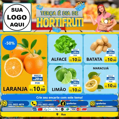 Modelo de Rede Social para Feed Facebook com o tema Terça É Dia de Hortifruti para Hortifrúti