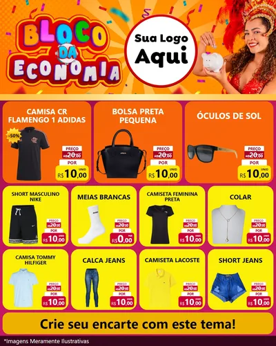 Modelo de Rede Social para Feed Instagram com o tema Bloco da Economia para Roupas e acessórios