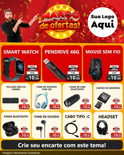 Modelo de Rede Social para Feed Instagram com o tema Março de Ofertas! para Informática