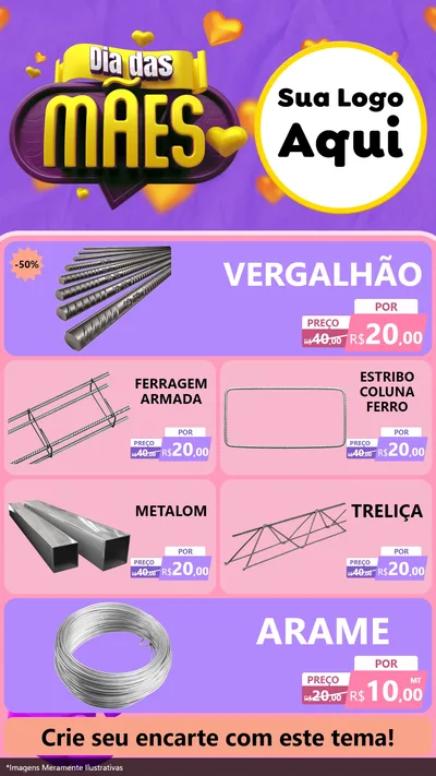 Modelo de TV para TV Vertical com o tema Dia das Mães para Ferragens