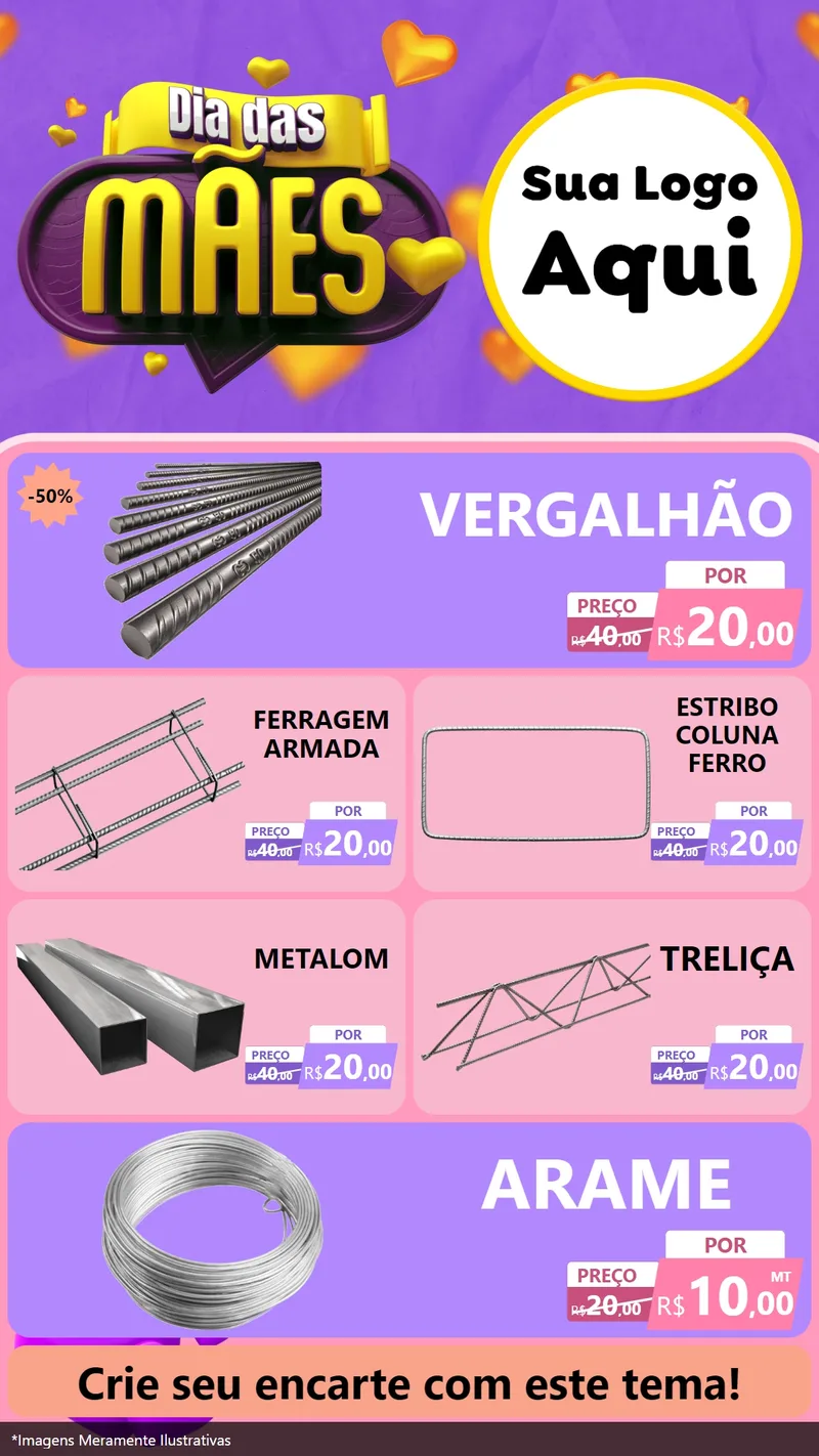 Modelo de TV para TV Vertical com o tema Dia das Mães para Ferragens