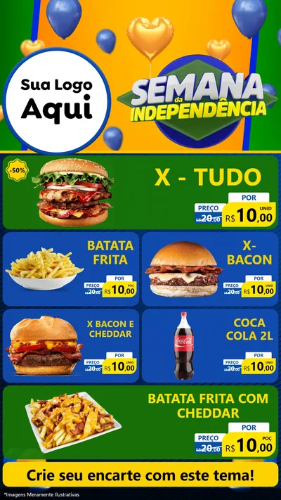 Modelo de TV para TV Vertical com o tema Semana da Independência para Hamburgueria