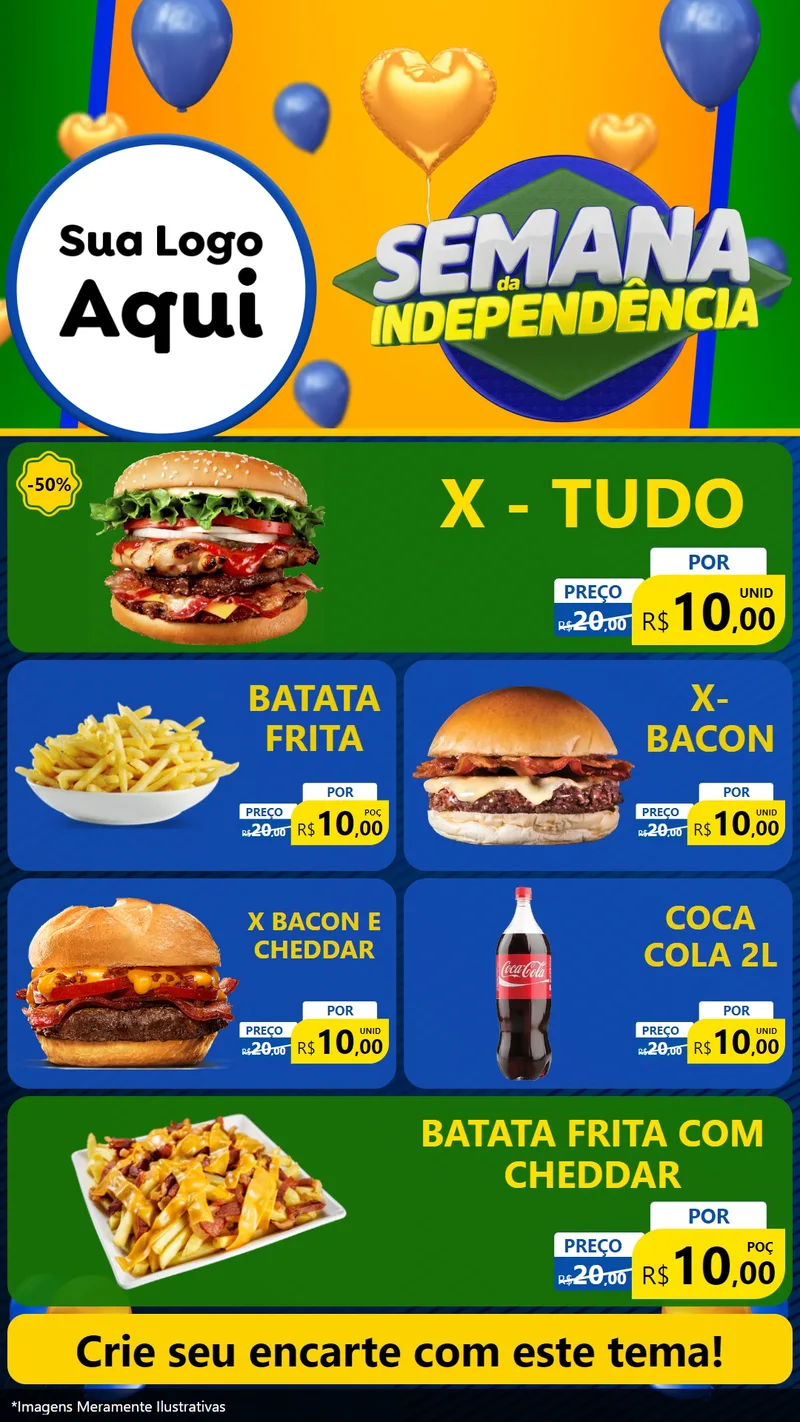 Modelo de TV para TV Vertical com o tema Semana da Independência para Hamburgueria