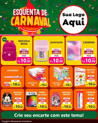 Modelo de Rede Social para Feed Instagram com o tema Esquenta de Carnaval para Papelaria