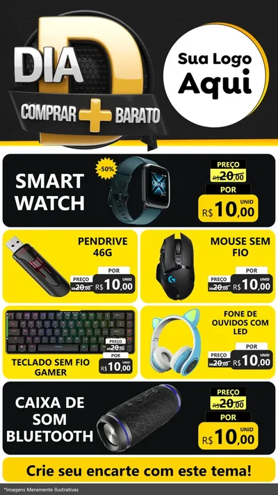 Modelo de TV para TV Vertical com o tema Dia D Mais Economia para Informática