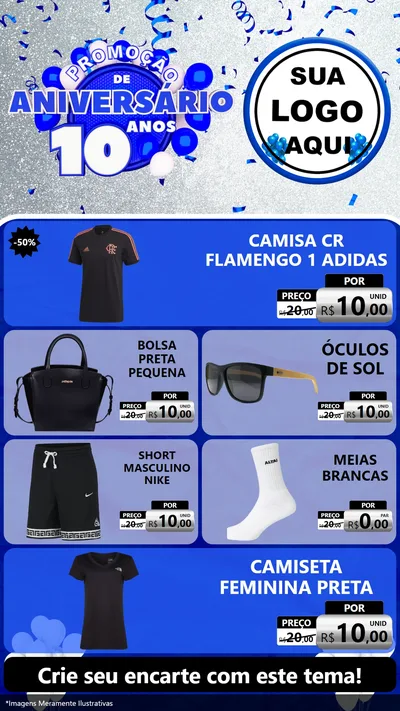 Modelo de TV para TV Vertical com o tema Promoção de Aniversário - 10 Anos para Roupas e acessórios