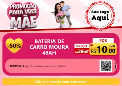 Modelo de Cartaz para Cartaz A4 Horizontal com o tema Promoção Para Você Mãe para Baterias Elétricas