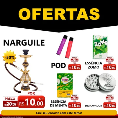 Modelo de Rede Social para Feed Facebook com o tema Ofertas Preto e Vermelho Cartaz para Tabacaria