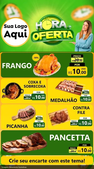 Modelo de TV para TV Vertical com o tema Hora da Oferta para Assados