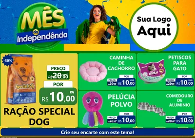 Modelo de Encarte para Encarte A4 Horizontal com o tema Mês da Independência para Pet Shop