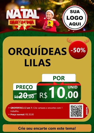 Modelo de Cartaz para Cartaz A4 Vertical com o tema Natal da Economia para Floricultura e jardim