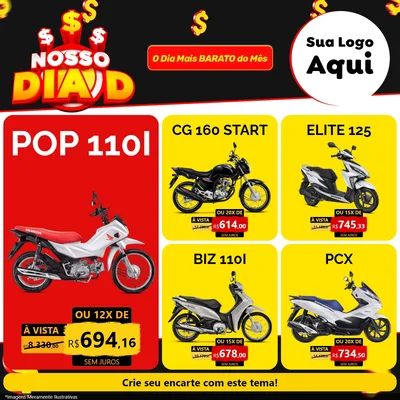 Modelo de Rede Social para Feed Facebook com o tema Nosso Dia D para Concessionaria de Motos