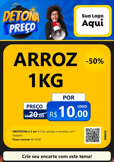 Modelo de Cartaz para Cartaz A4 Vertical com o tema Detona Preços para Supermercado