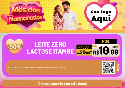 Modelo de Cartaz para Cartaz A4 Horizontal com o tema Mês dos Namorados para Frios e Laticínios