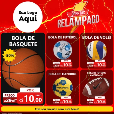 Modelo de Rede Social para Feed Facebook com o tema Ofertas Relâmpago para Artigos Esportivos