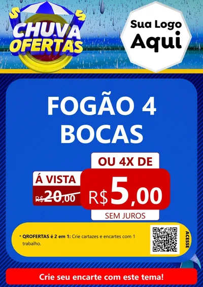 Modelo de Cartaz para Cartaz A4 Vertical com o tema Chuva de Ofertas para Móveis e Eletro