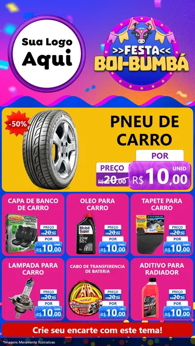 Modelo de Rede Social para Stories com o tema Festa Boi-Bumbá para Auto peças