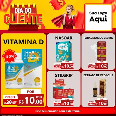 Modelo de Rede Social para Feed Facebook com o tema Dia do Cliente para Farmácia