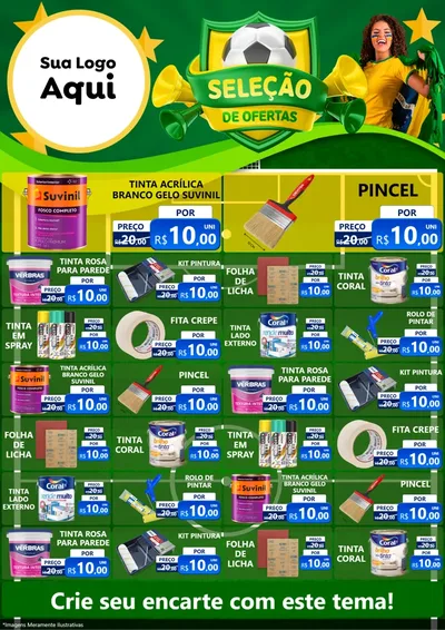 Modelo de Encarte para Encarte A4 Vertical com o tema Seleção de Ofertas - Copa para Tintas e Ferramentas