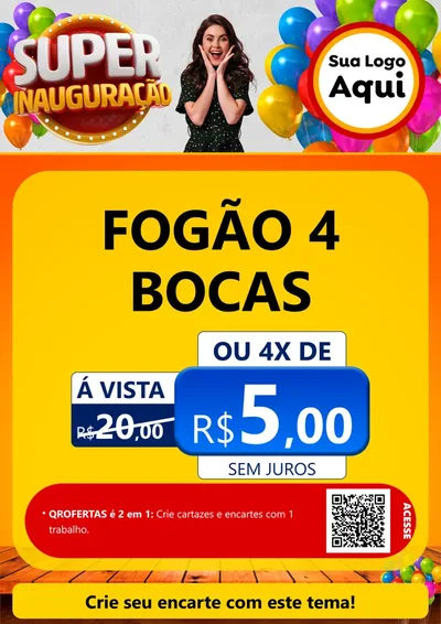 Modelo de Cartaz para Cartaz A4 Vertical com o tema Super Inauguração para Móveis e Eletro