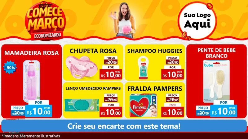 Modelo de TV para TV Horizontal com o tema Comece Março Economizando para Bebês