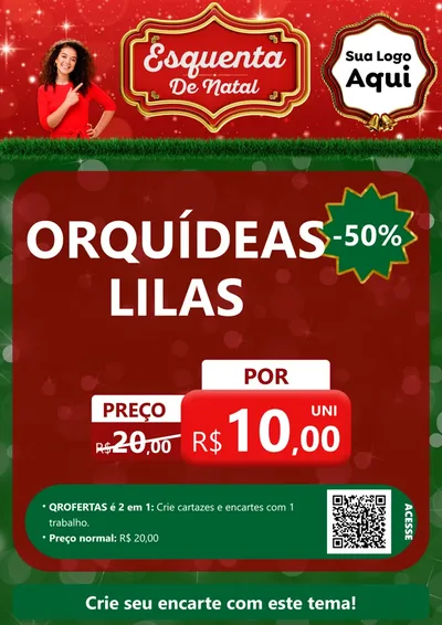 Modelo de Cartaz para Cartaz A4 Vertical com o tema Esquenta de Natal para Floricultura e jardim