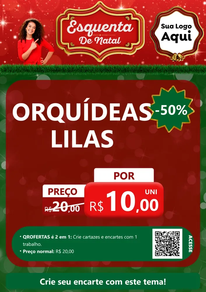Modelo de Cartaz para Cartaz A4 Vertical com o tema Esquenta de Natal para Floricultura e jardim